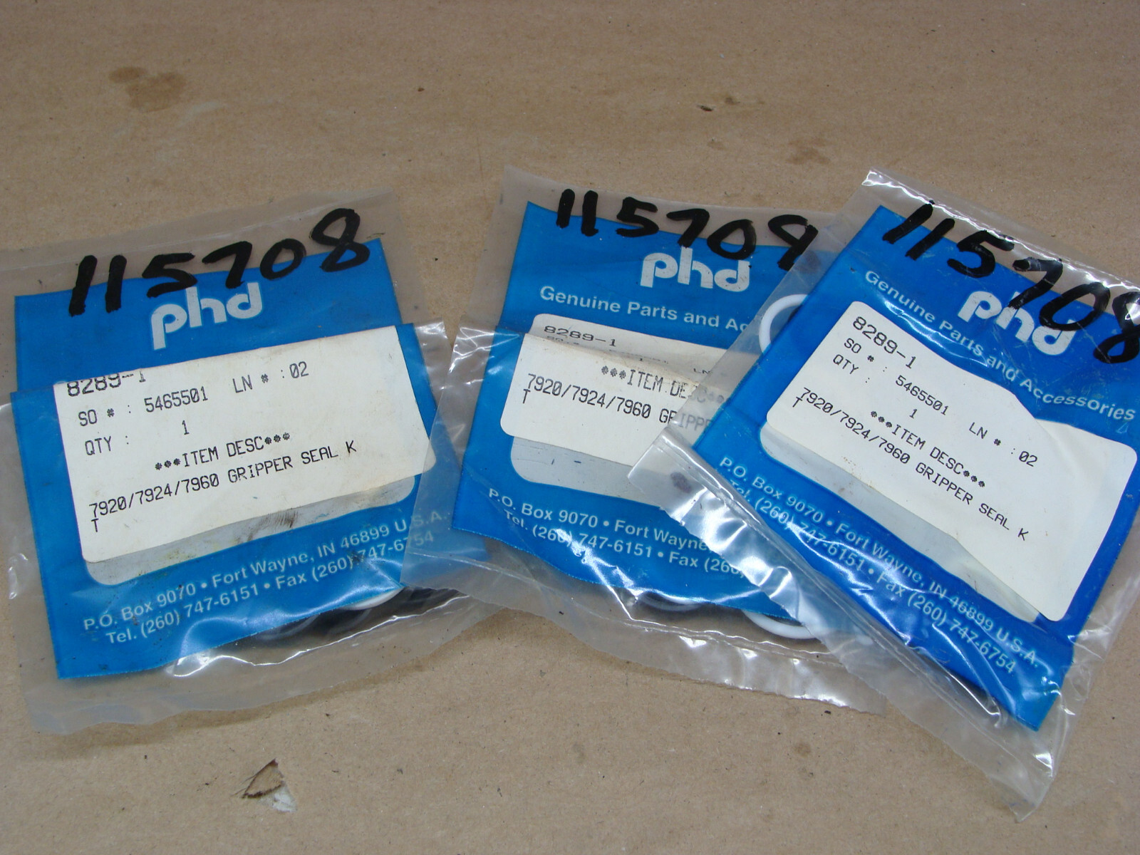 LOT OF 3 PKGS PHD GRIPPER SEAL KITS 8289-1 7920 / 7924 / 7960