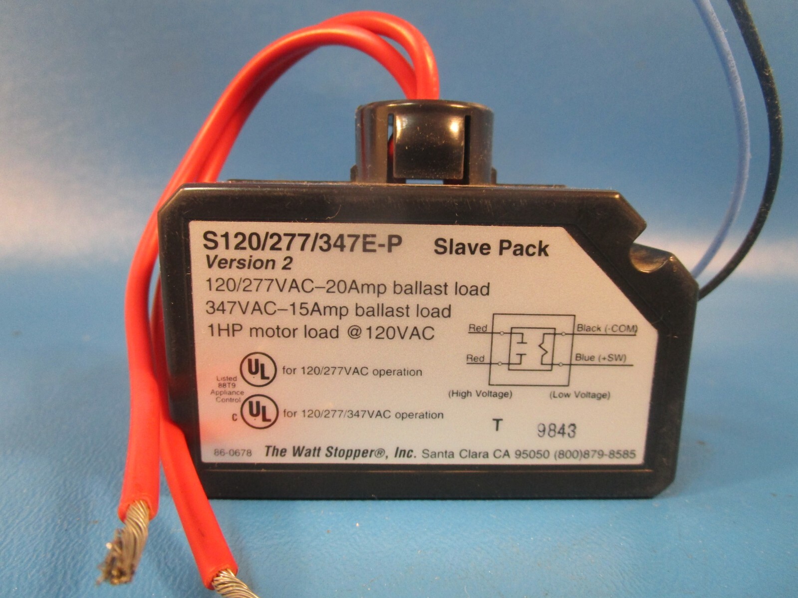 Watt Stopper S120/277/347E-P, Slave Pack, 120/277VAC-20Amp Ballast Load