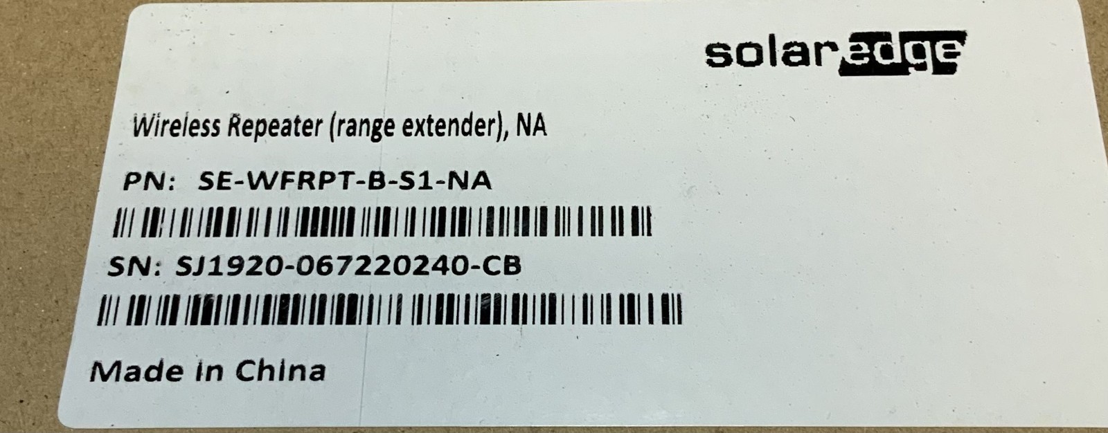 SolarEdge SE-WFRPT-B-S1-NA Wireless Gateway & Repeater, White “B7C”