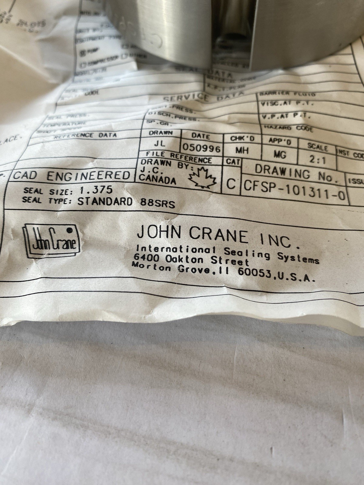 JOHN CRANE 88SRS MECHANICAL SEAL 1 3/8″ NNB