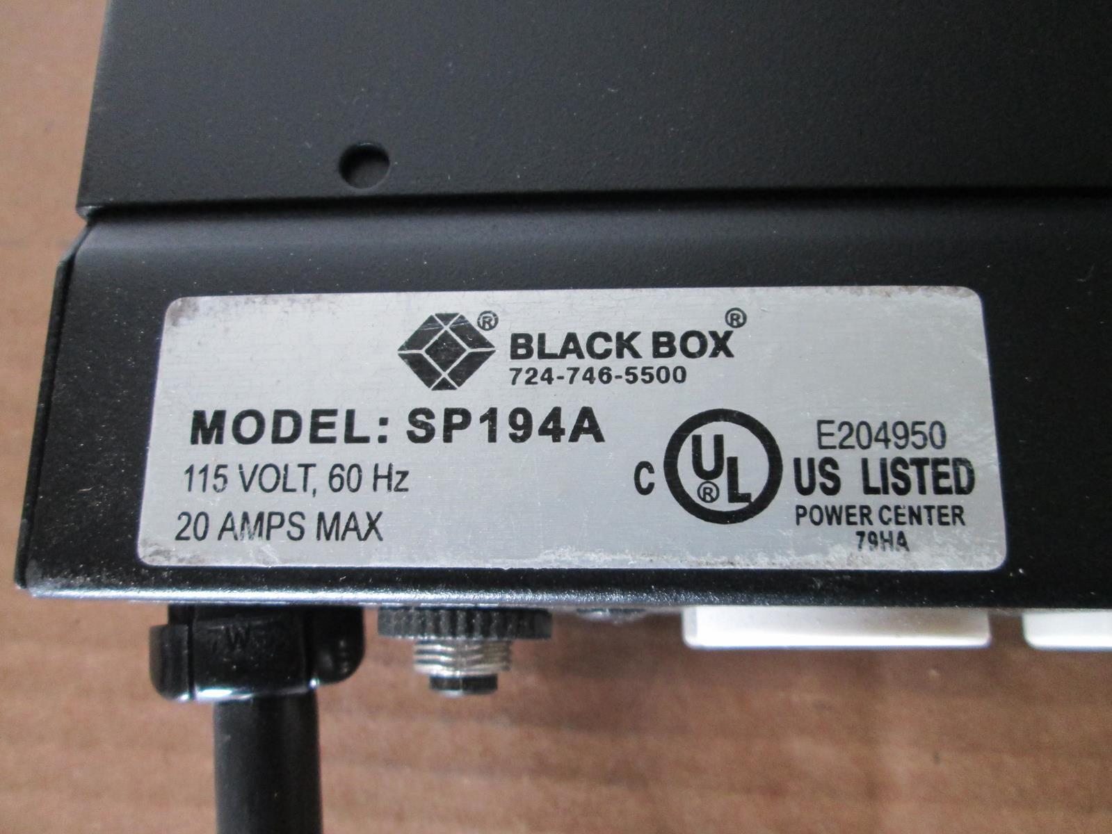 BLACK BOX SP194A 20A 8-Outlet Rackmount Power Center