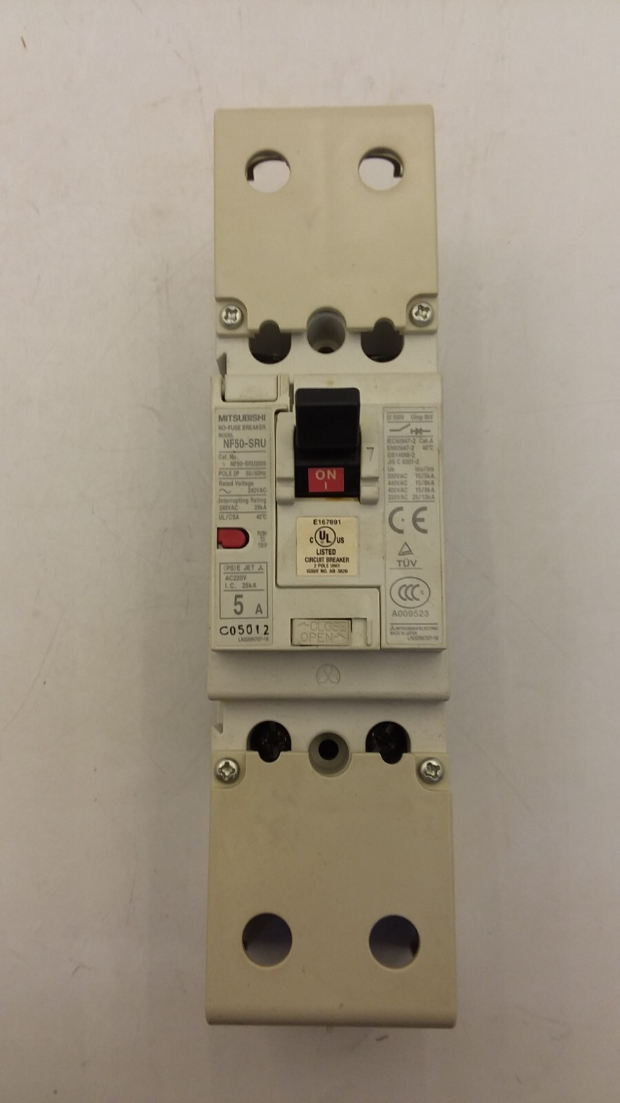 MITSUBISHI ELECTRIC NF50-SRU2005 CIRCUIT BREAKER 2 POLE 240VAC 50/60HZ 5AMPS NNB
