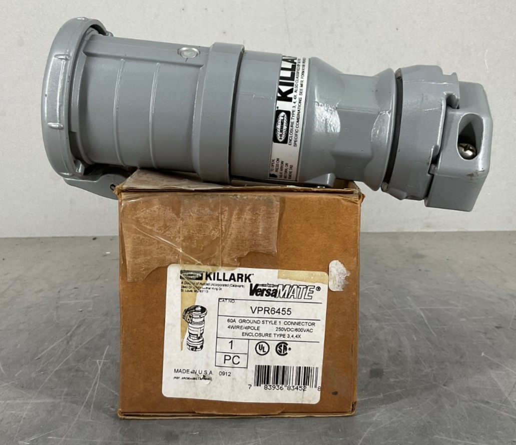 KILLARK VPR6455 60 A GROUND STYLE 1 CONNECTOR 4W/4P TYPE 3/4/4X NEW