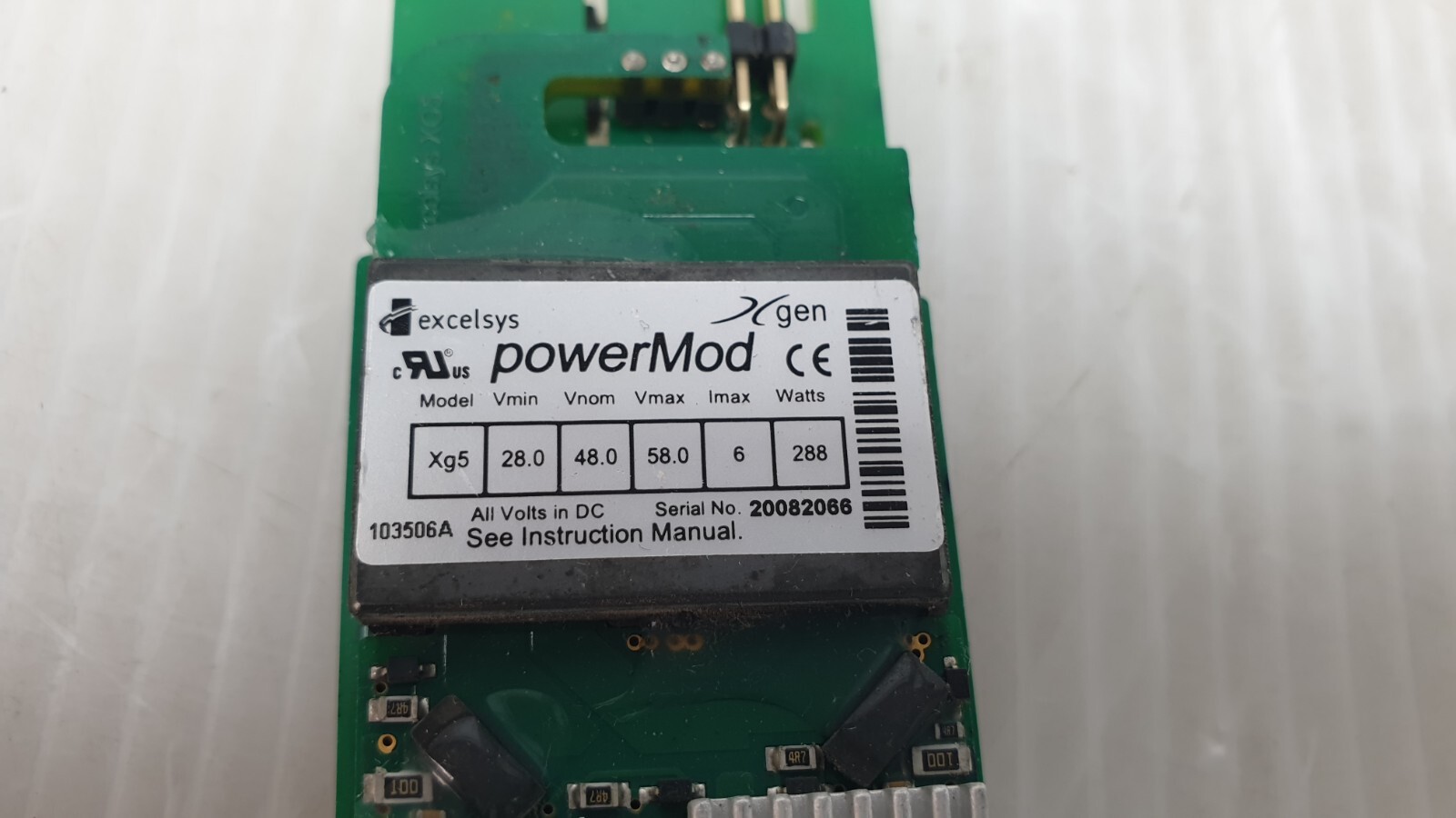 Excelsys PowerMod Xgen XG5 28.0 to 58.0 VDC, 6A, 288W 103506A