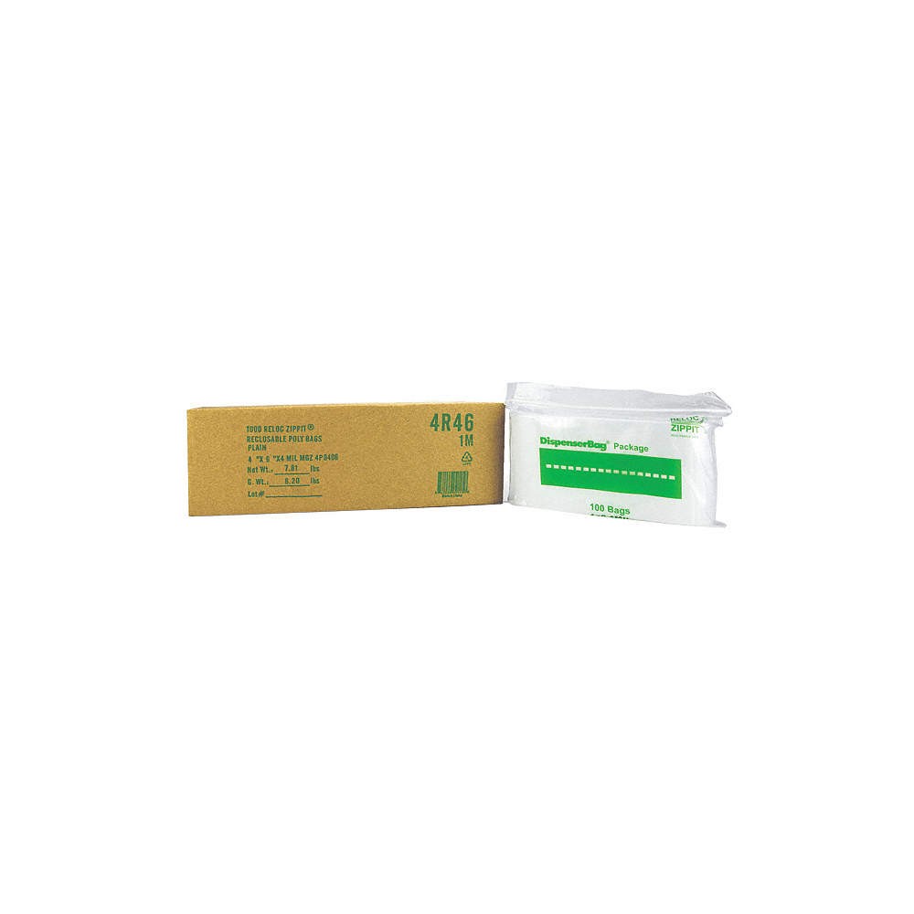 RELOC ZIPPIT 4R46 Reclosable Poly Bag,Zip Seal,PK1000 38UV06