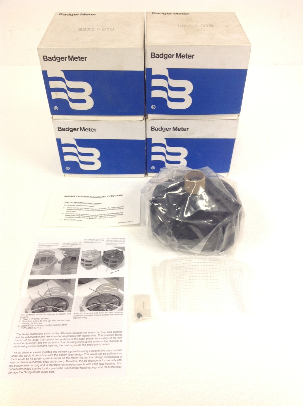 NEW Badger Meter 33334-016 Chamber & Disc Assembly w/ Instruction Sheet FREESHIP