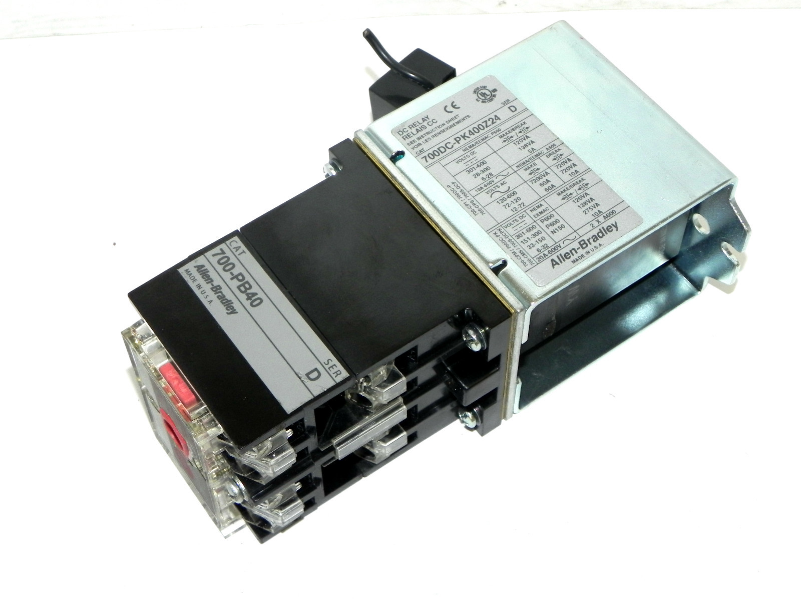 ALLEN BRADLEY 700DC-PK400Z24 CONTROL RELAY W/ 700-PB40 ADDER DECK