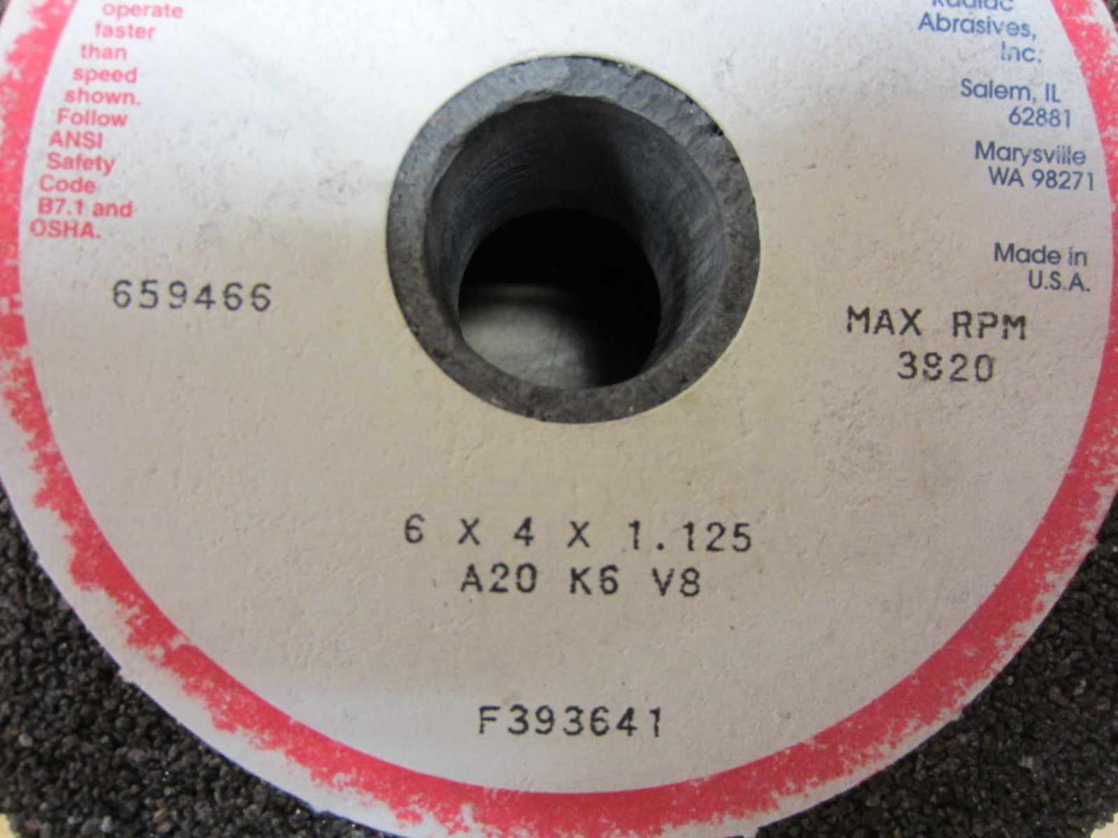 Radiac Abrasives A20 K6 V8 Grinding Wheel A20K6V8