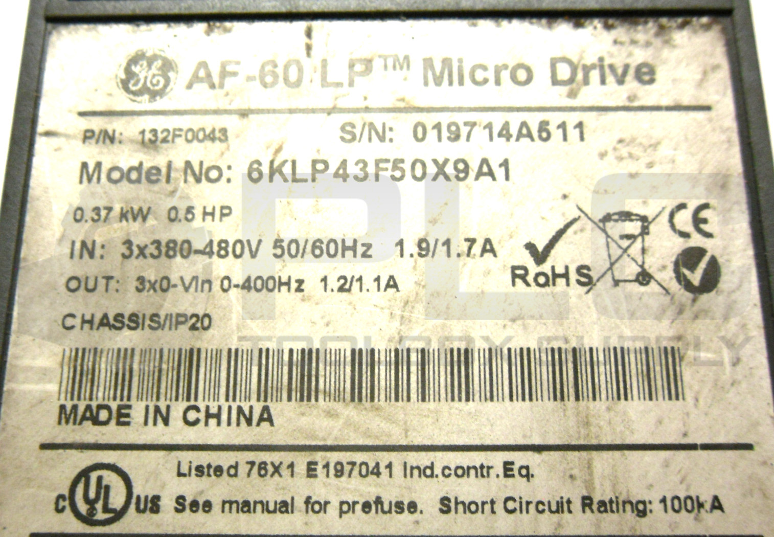 GENERAL ELECTRIC 6KLP43F50X9A1 MICRO DRIVE AF-60 LP