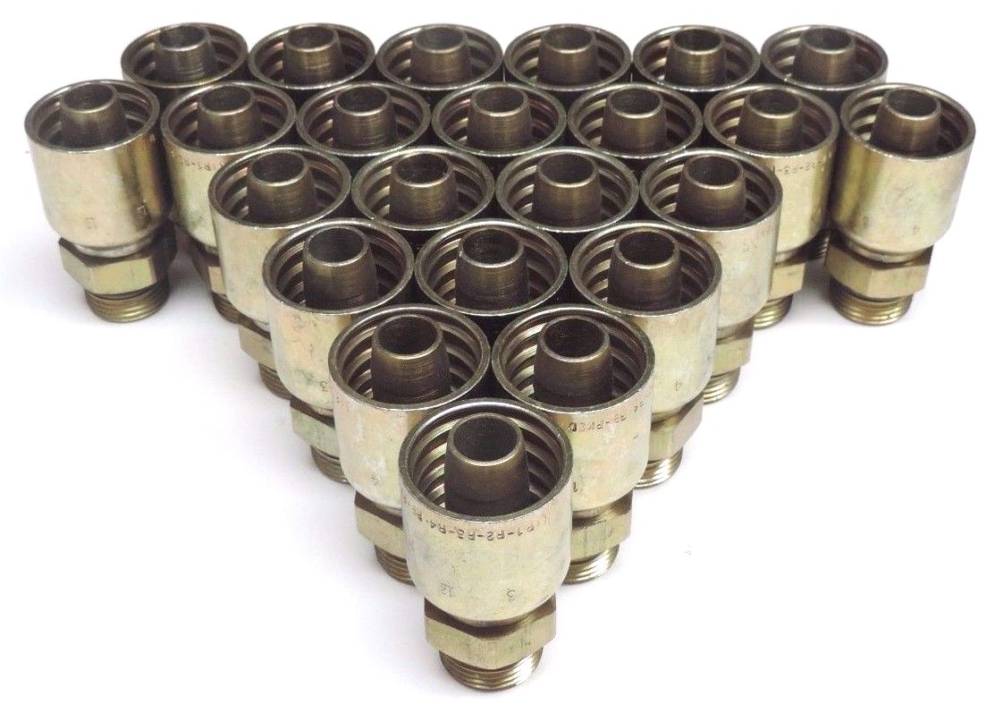 LOT OF 23 NEW PARKER 3/4″ MALE X 1-1/2″ FEMALE HOSE CRIMP FITTINGS
