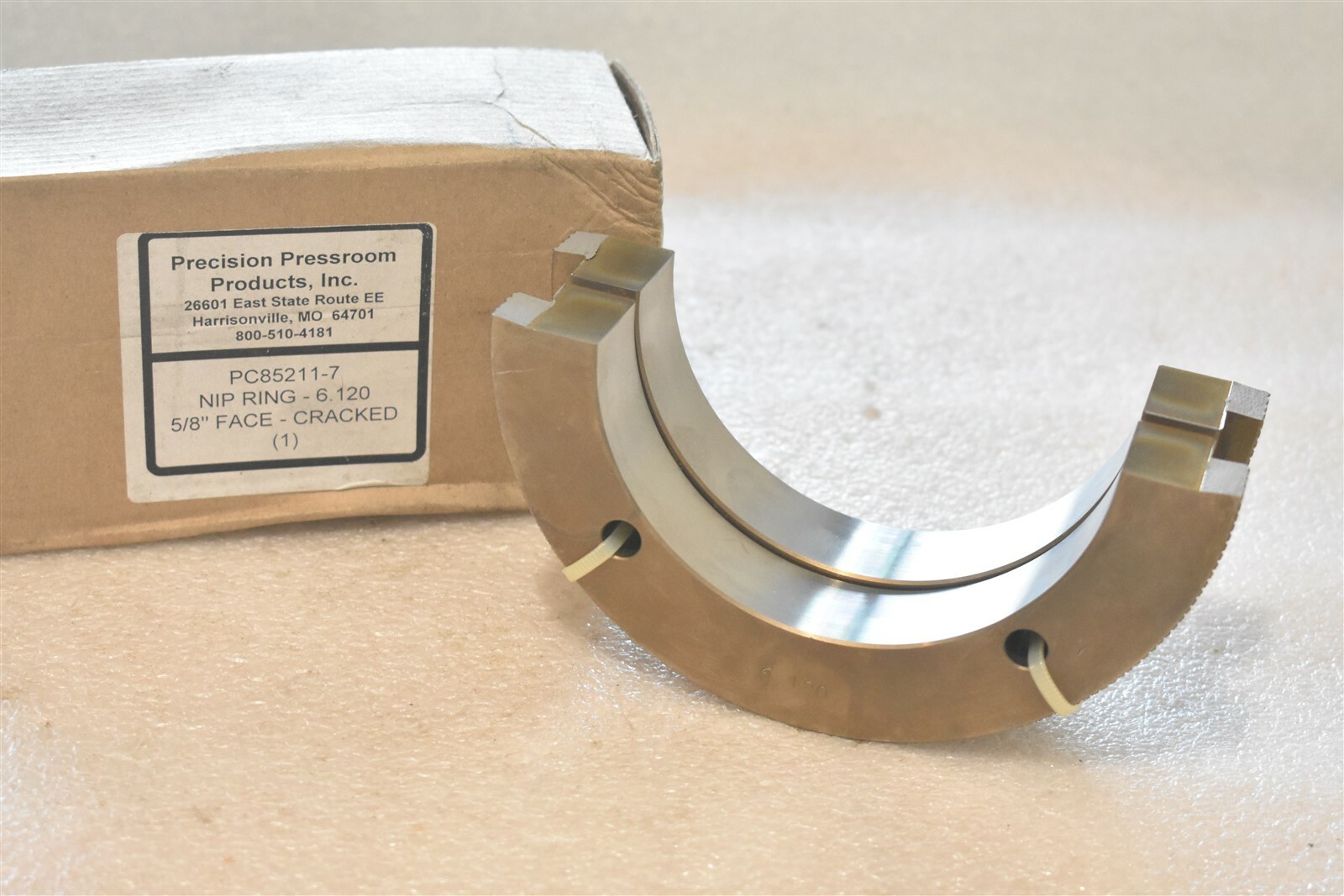 PRECISION PRESSROOM PRODUCTS PC85211-7 NIP RING 6.120″ 5/8″ FACE – CRACKED