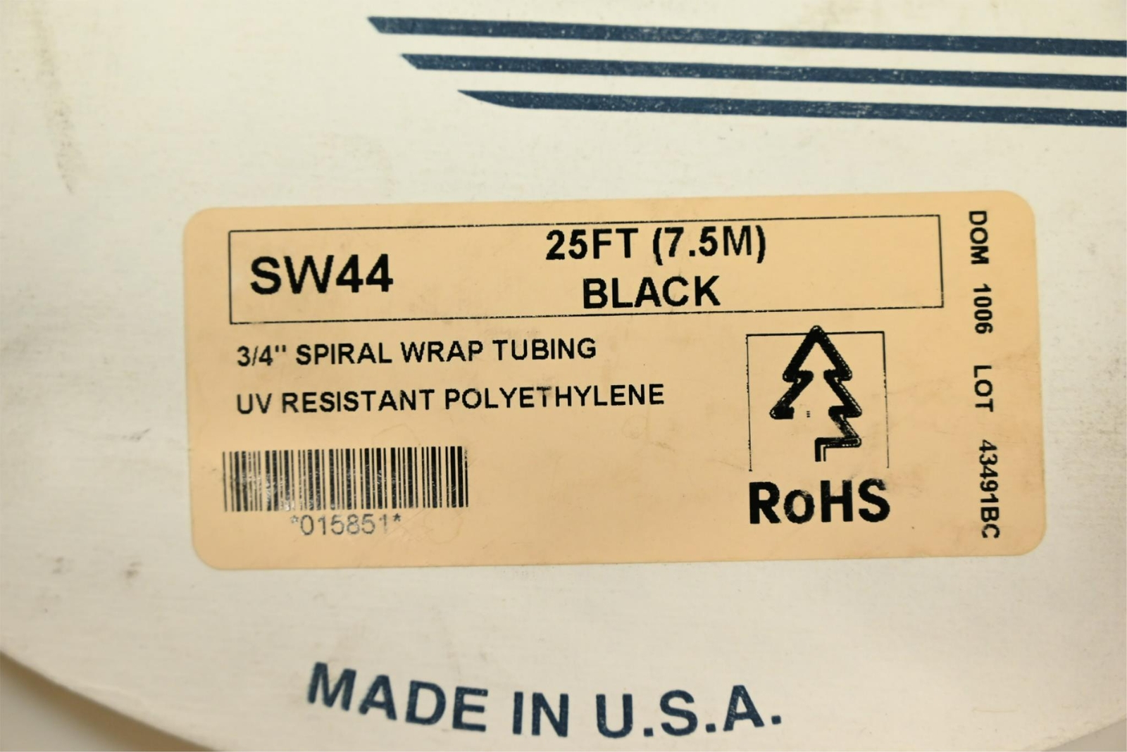 Alpha SW44 3/4″ Spiral Wrap Tubing UV Resistant Polyethylene 25FT (7.5M), Black