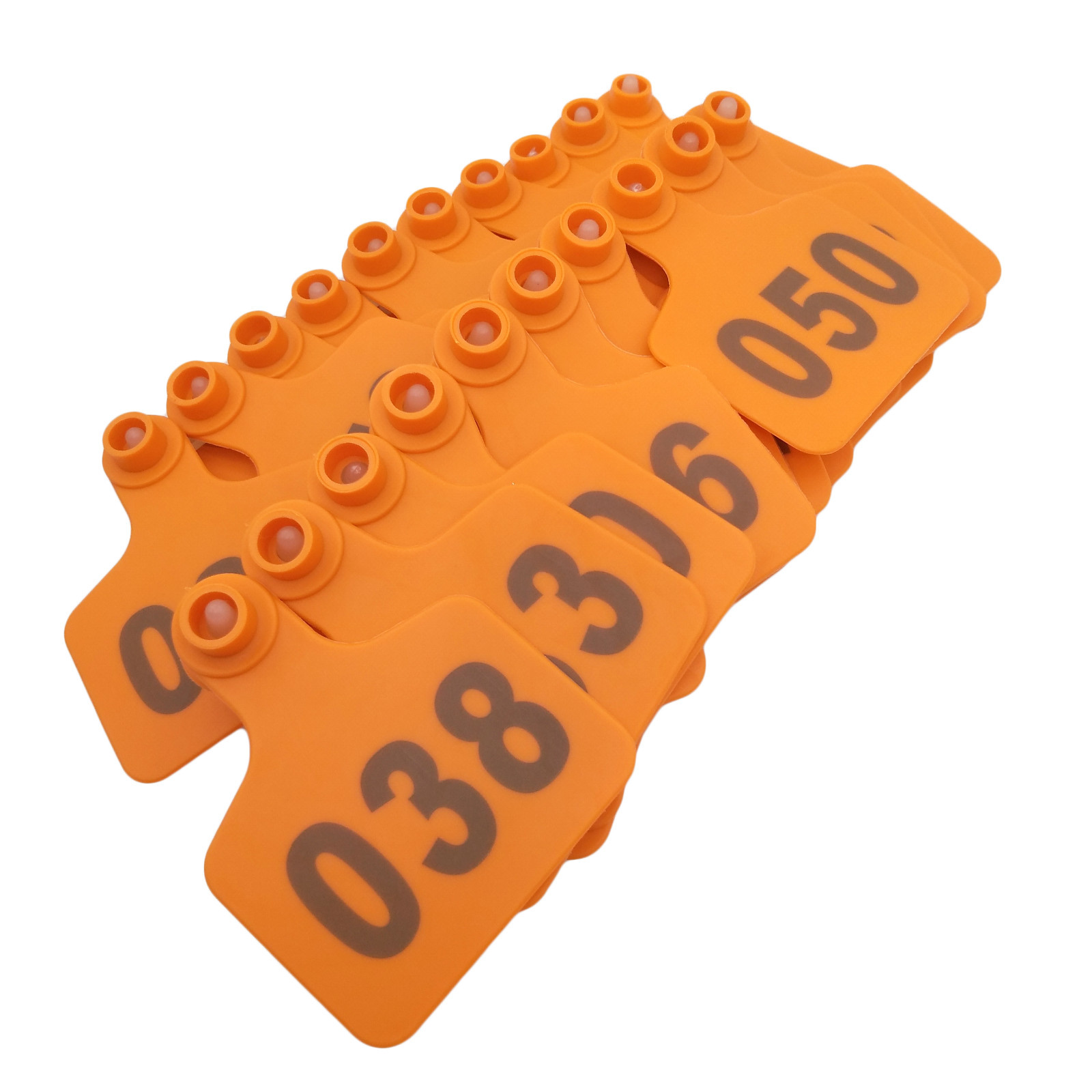 US Stock 100x Orange 001-100 Number Plastic Livestock Ear Tag 3″ x 2.4″ For Cow