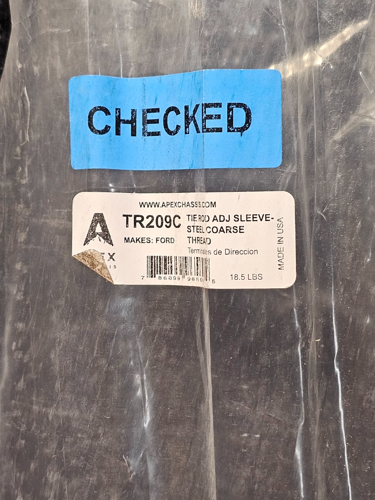 Apex Chassis TR209C Tie Rod Adjustable Sleeve Steel Coarse Thread, Black