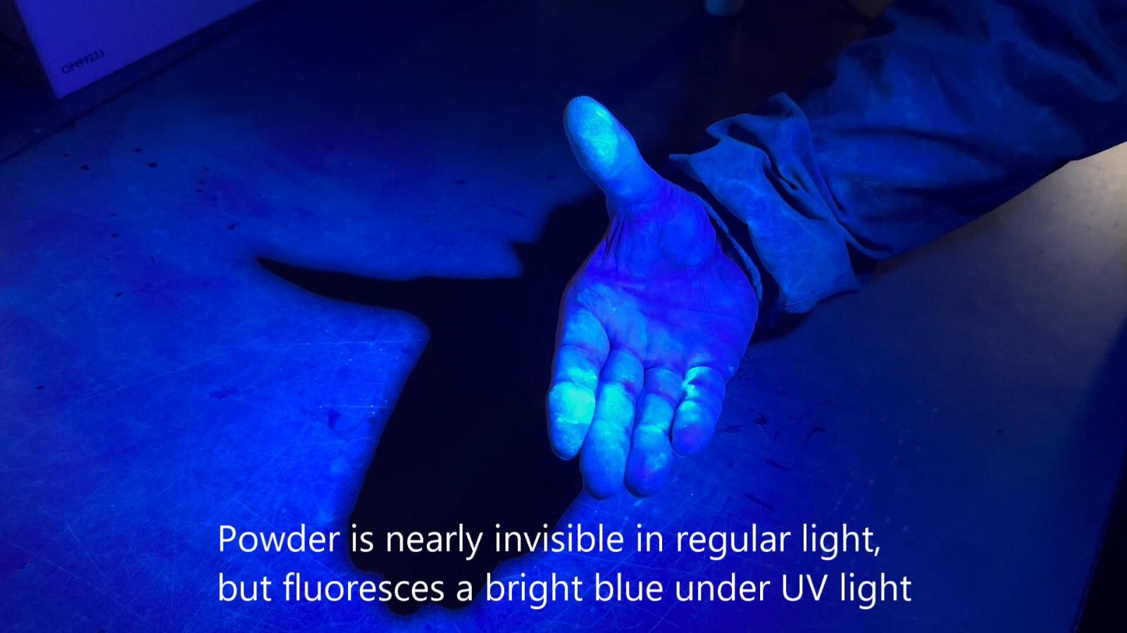 ULTRAVIOLET THIEF DETECTION POWDER invisible except under UV light Security