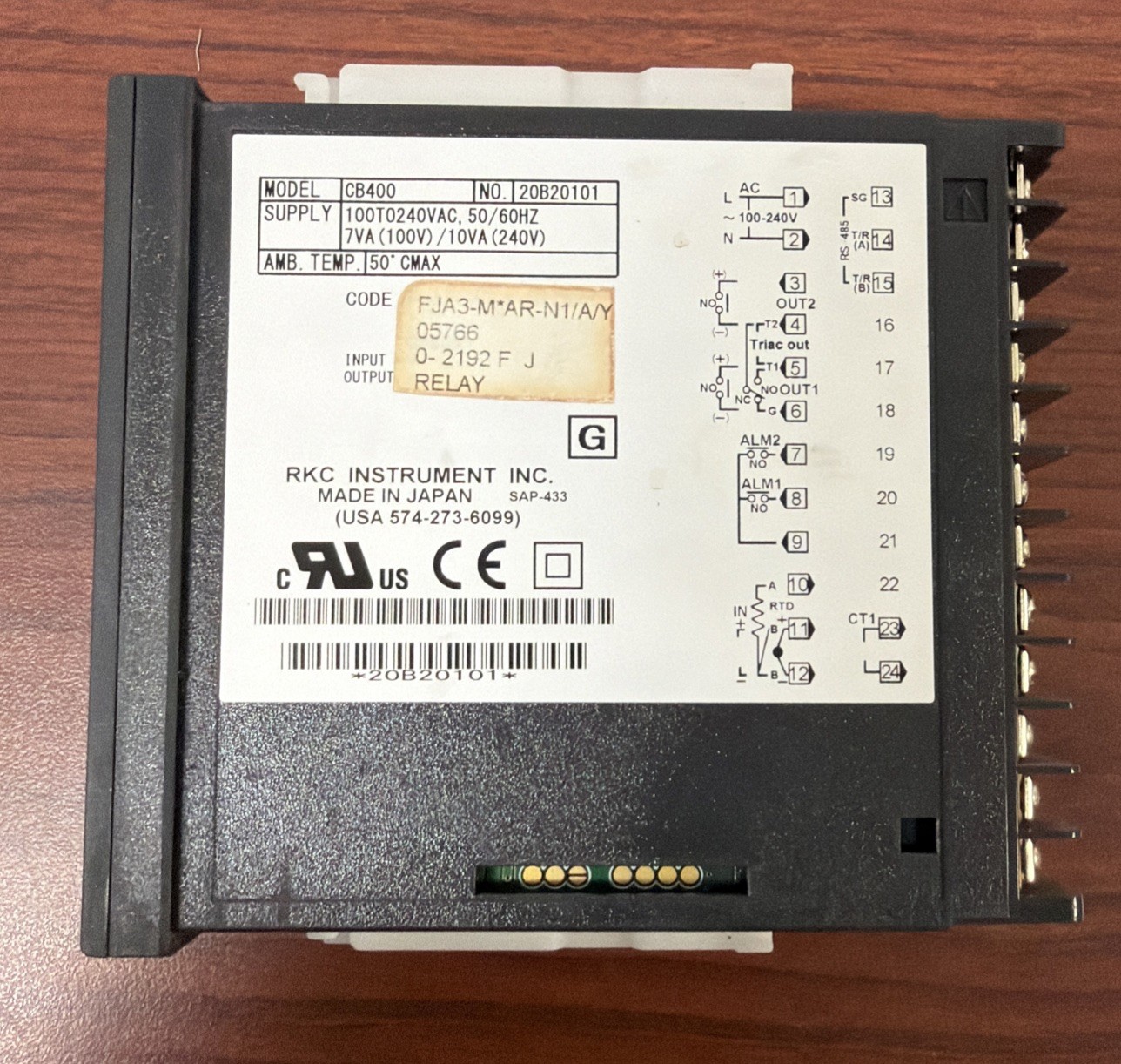 RKC CB400, TEMPERATURE CONTROLLER, AJA3-MM*NN-N1/A/Y