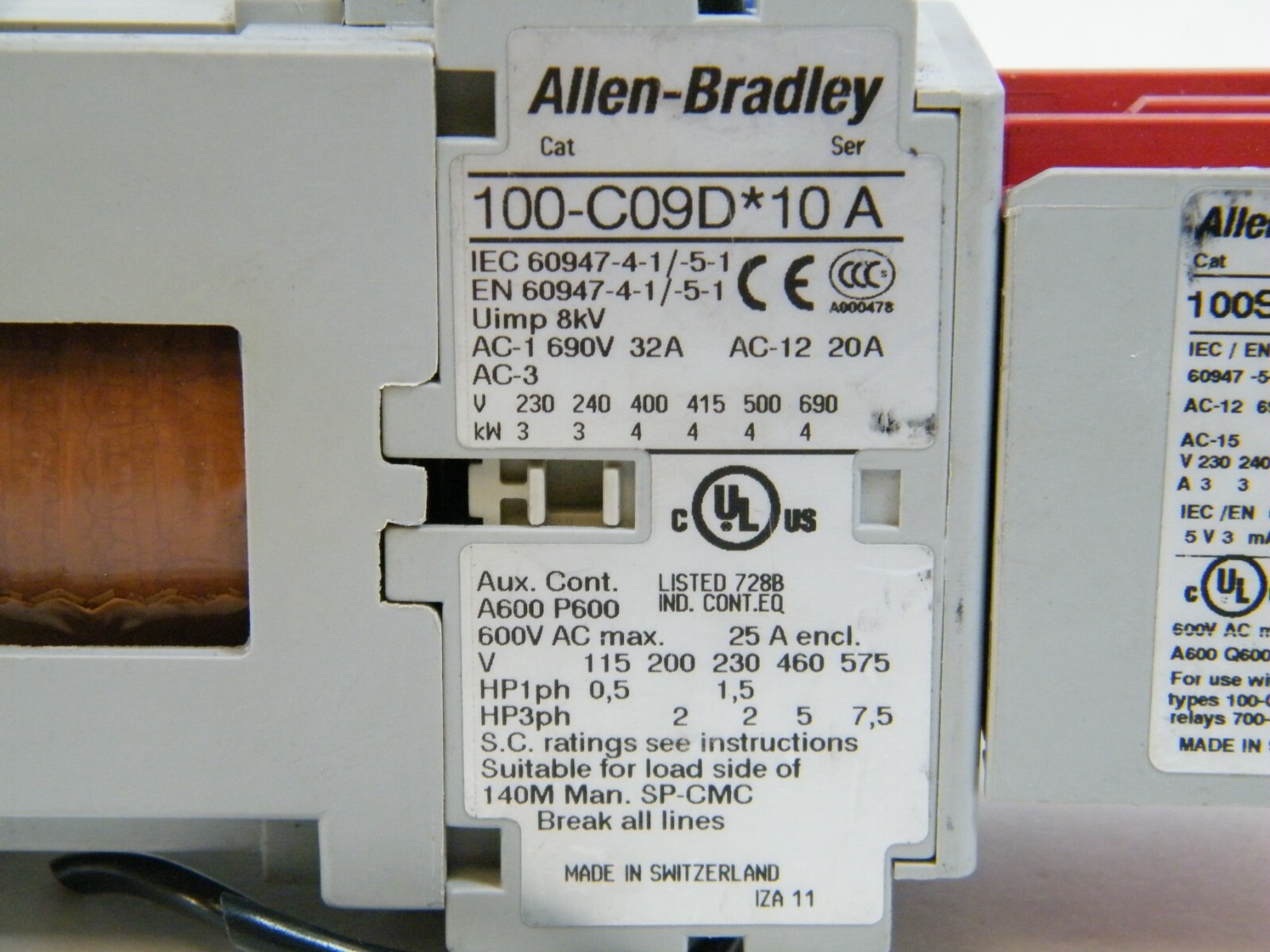 AB ALLEN BRADLEY CONTACTOR, 100S-F, 100-C09D 10A, USED & GUARANTEED