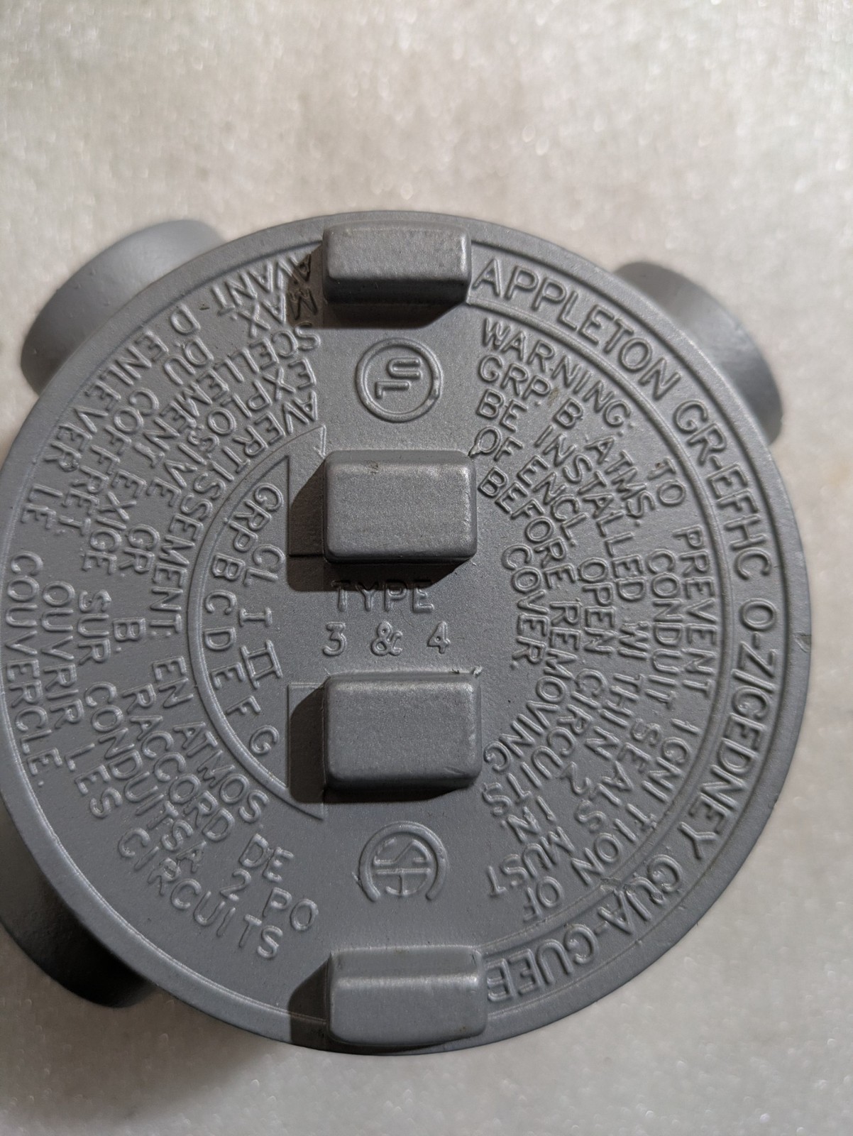 Appleton GRFT100 1in Explosionproof Conduit Outlet Box 3 Hub Iron Industrial OEM