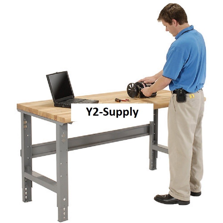 NEW 60″W X 30″D Maple Butcher Block Safety Edge Work Bench-Adj Hgt–Gray!!