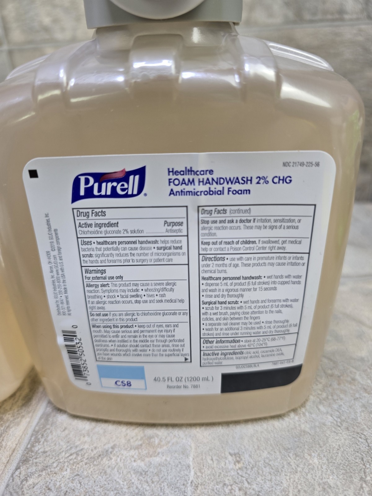 Purell 7878-02 Series Cs8, 1,200 ML, Foam Handwash 2% CHG Antimicrobial Foam