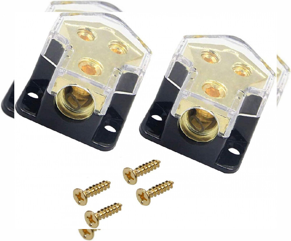 Power Distribution Block, 2 Way 0/2/4 AWG Gauge in, 2 with Screw 2pcs