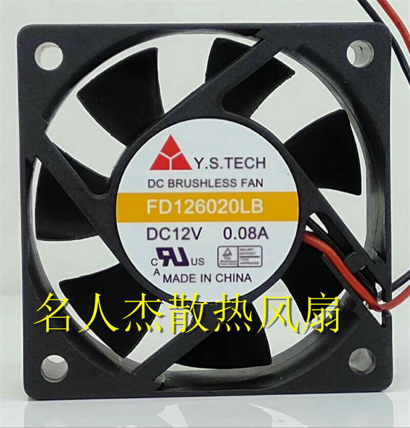 Y.S.TECH FD126020LB 12V 0.08A 6CM 60*60*20mm 2-wire silent cooling fan