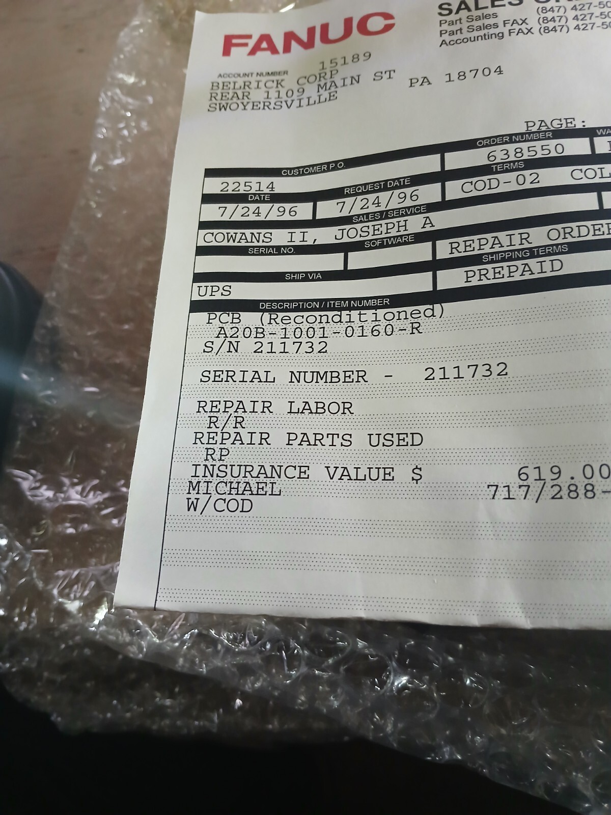 FANUC A20B-1001-0160 /05A OPERATOR PANEL CIRCUIT BOARD Reconditioned