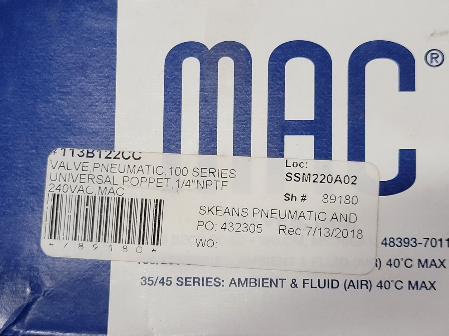 MAC 113B-122CCAA 6.5W Solenoid Valve – Valve Parts