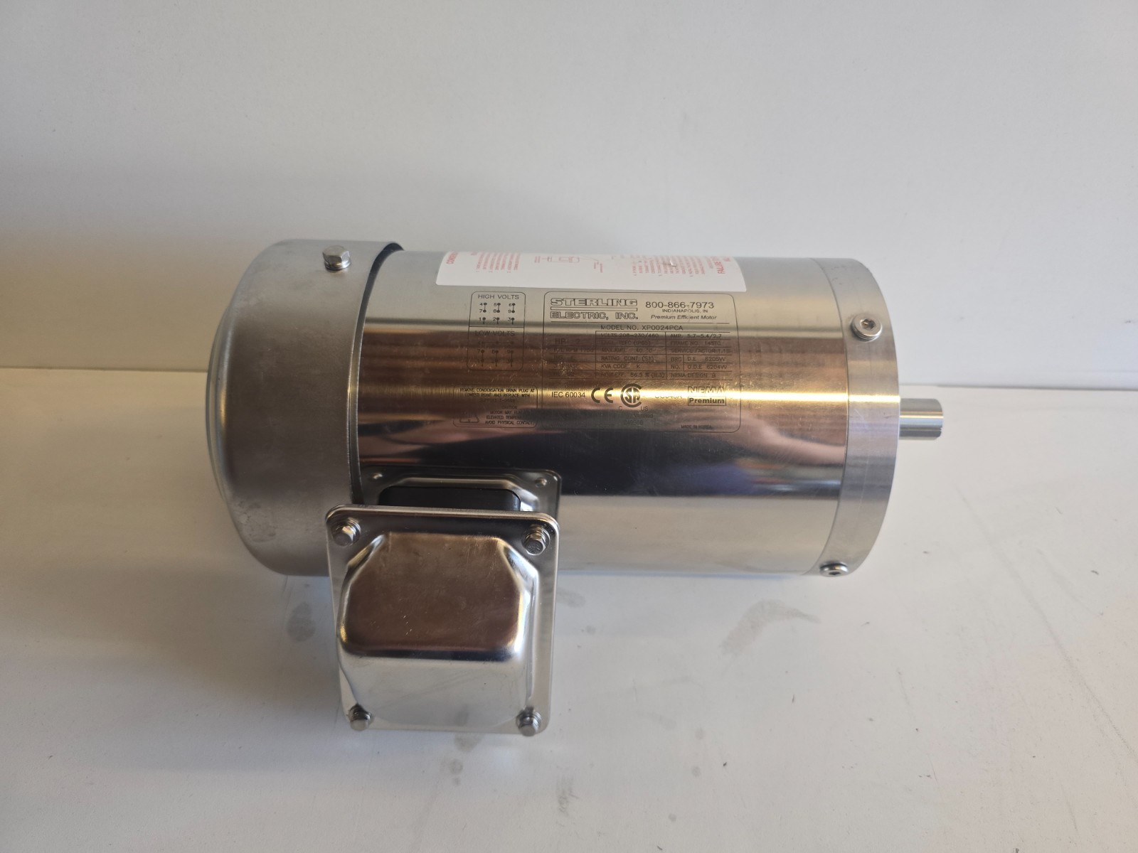 NOS! STERLING ELECTRIC NEMA PREMIUM 2.0HP STAINLESS STEEL MOTOR XP0024PCA