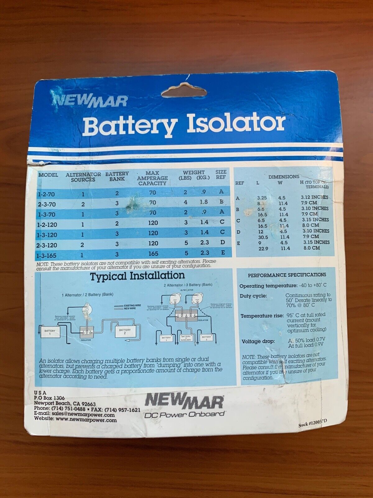 Newmar Battery Isolator 495-1370-1 Rev”000″ 1-3-70 70Amps – New