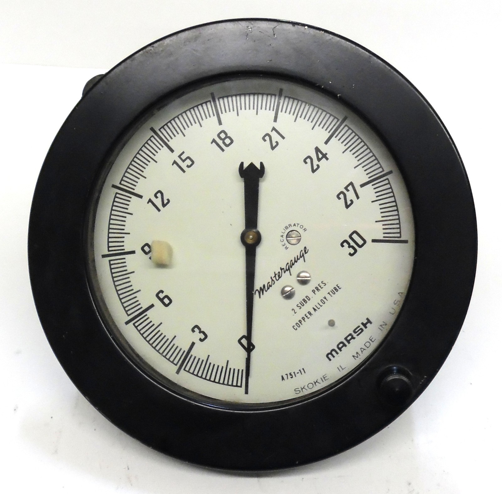 MARSH MASTERGAUGE A751-11, 0-30 PSI, COPPER ALLOY TUBE