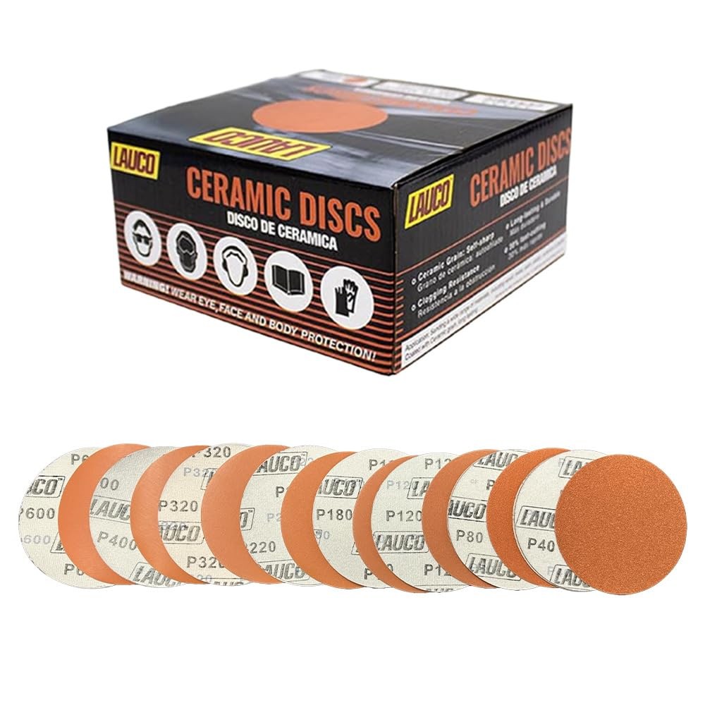 Premium 6″ Hook and Loop , 5 Each of Grit 40, 80, 120, 180, 220, 320, 400, 600