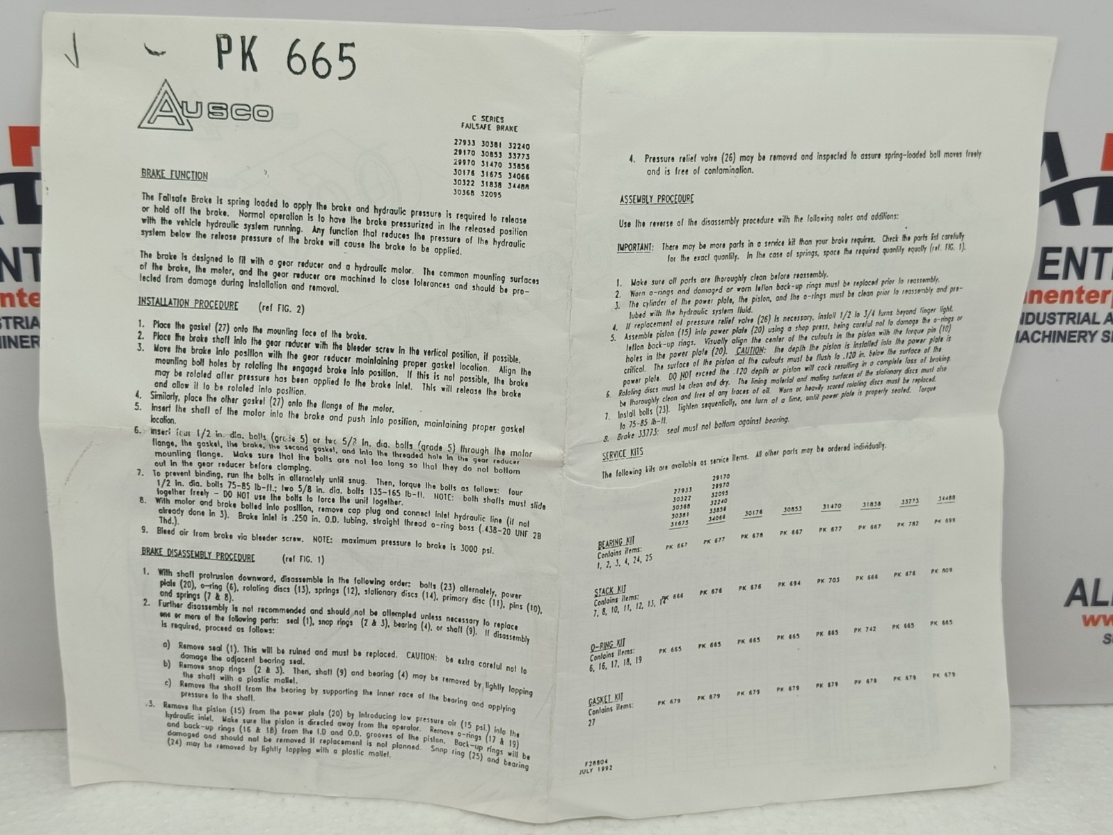 AUSCO PK665 O-RING KIT