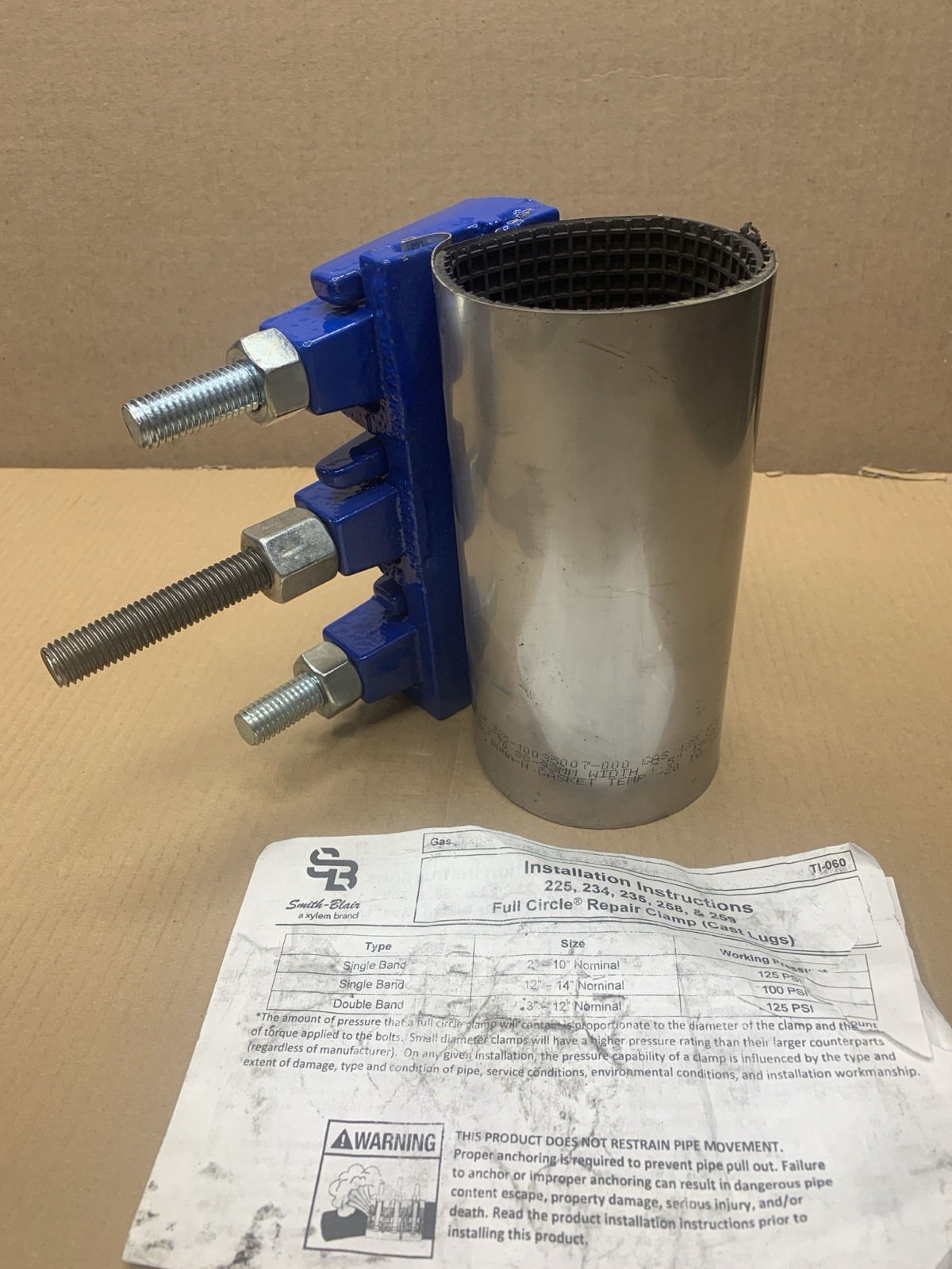 SMITH-BLAIR 225-10035007-000 SINGLE FULL CIRCLE REPAIR CLAMP 3.46-3.70 *NEW*