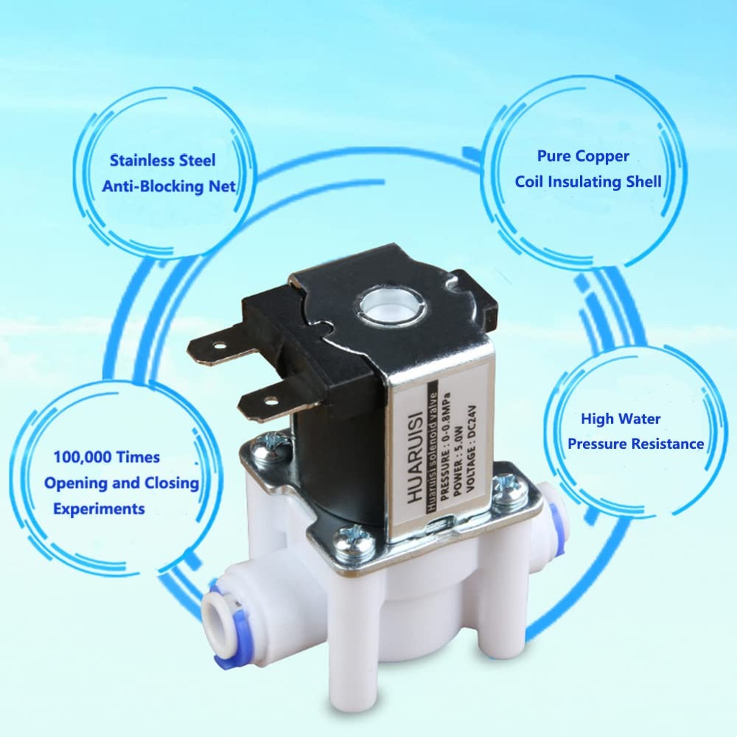 1/4″ 24V Inlet Water Solenoid Valve N/C Normally Closed Flow Switch Quick Con…