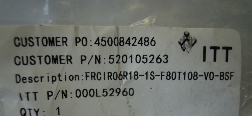 ITT VEAM FRCIR06R18-1S-F80-T108-VO-BSF CIRCULAR CONNECTOR CANNON 10-pin *NEW