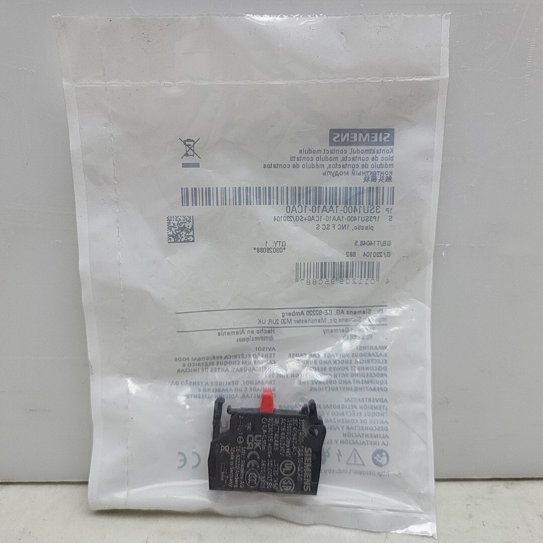 2 Pk Siemens 3SU1400-1AA10-1CA0 Contact Block SPST-NC Screw Terminal Front Mount