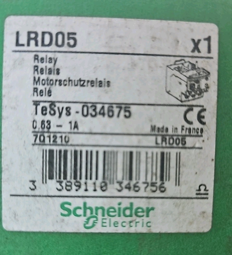 New Sealed Schneider Thermal Overload Relay LRD05 0.63-1A (GR199)