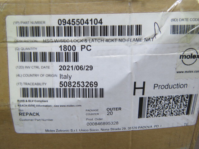 Molex 945504104 Qty of 55 per Lot 5.00mm Pitch Rast 5 PA Polyamide (Nylon) 6/