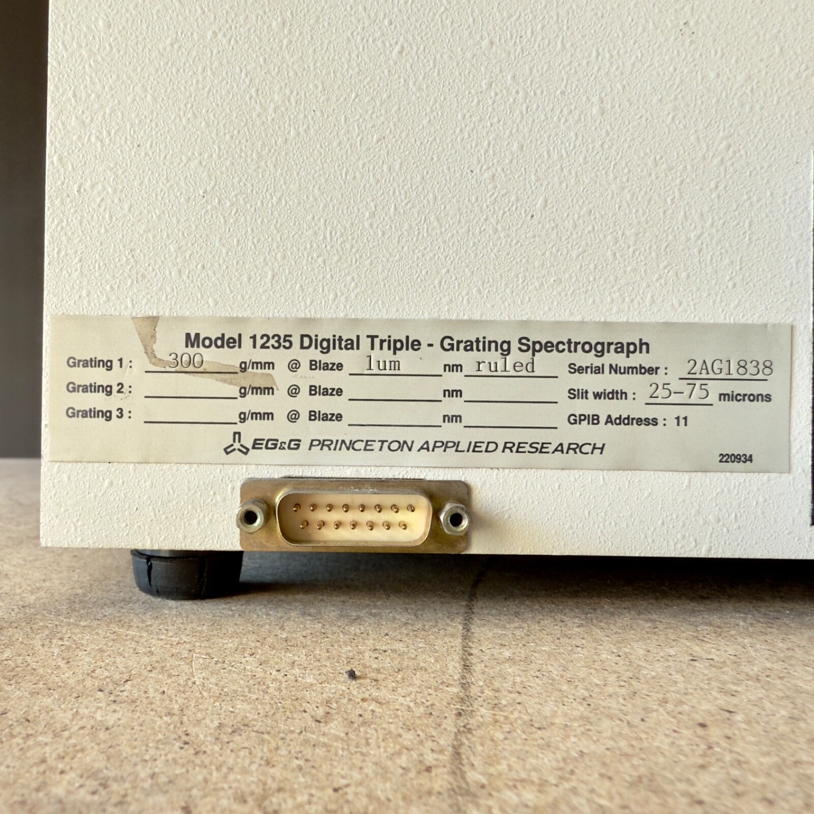 EG&G Princeton Applied Research Model 1235 Digital Triple Grating Spectrograph