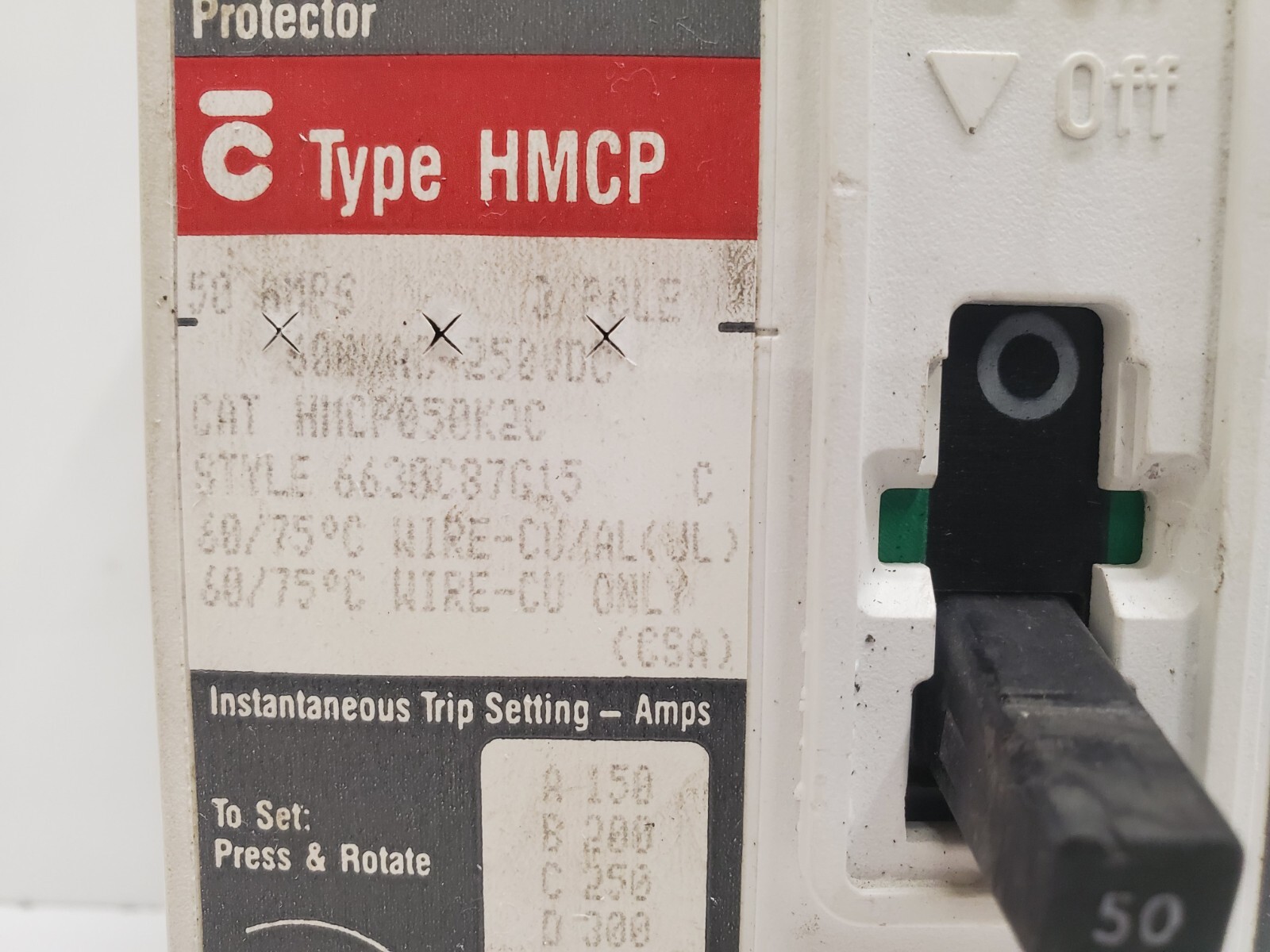 GUARANTEED! CUTLER-HAMMER 50A 3-POLE CIRCUIT BREAKER HMCP050K2C