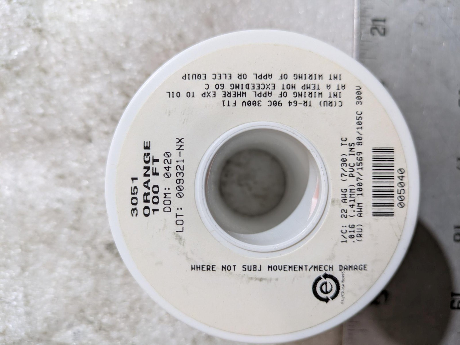 Orange 100ft 22AWG PVC Stranded Hookup Wire 009321-NX Industrial Cable