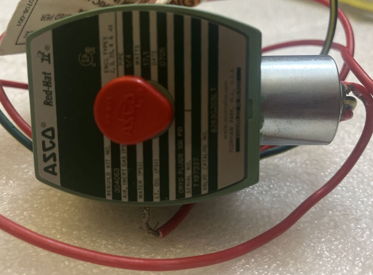 Asco 8263G205LT Solenoid Valve 100 Psi Cryo, 1/4″ NPT, 240v AC Coil 17.1W