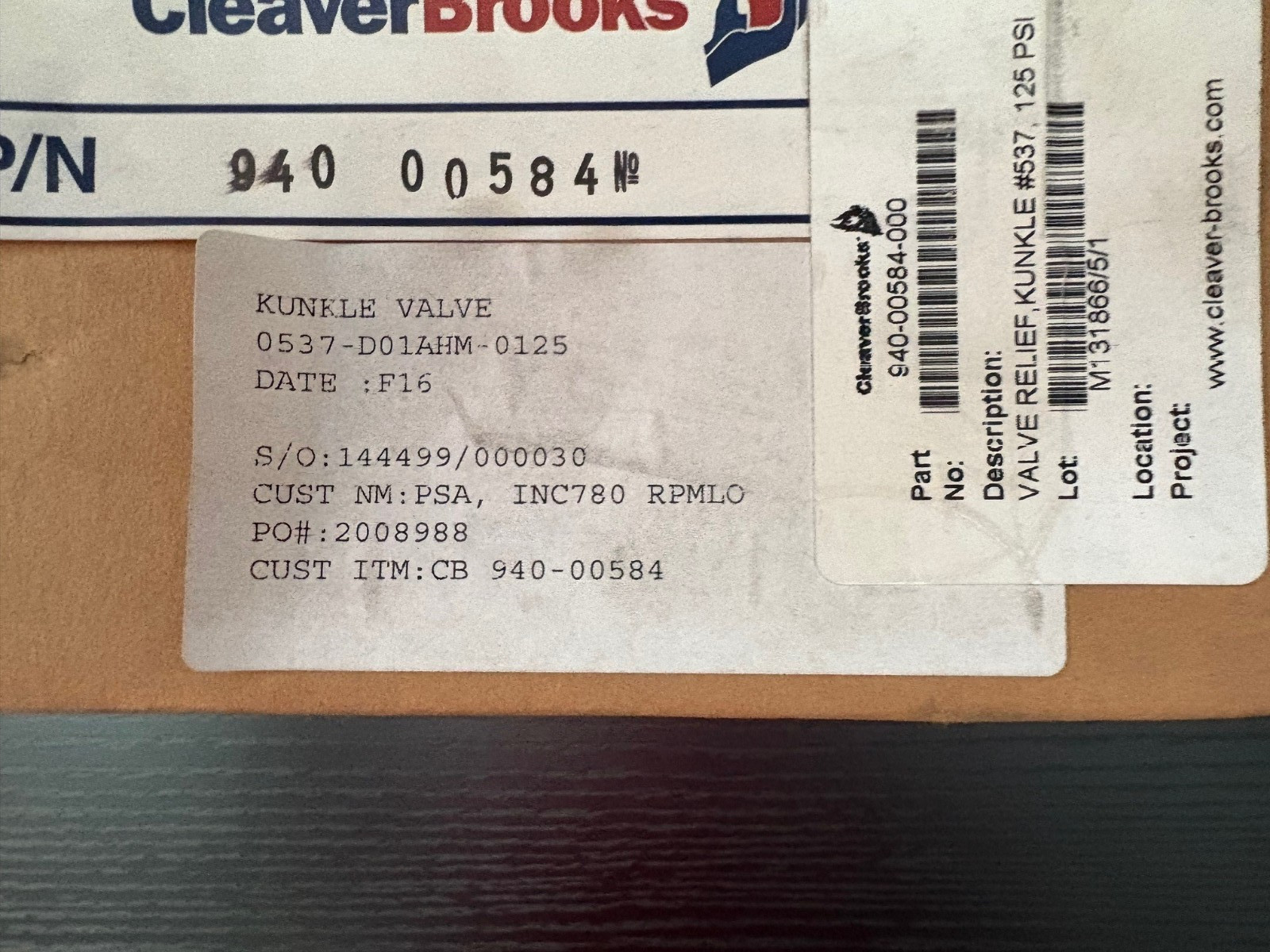 Kunkle Safety Relief Valve 3,364,049 BTU/HR 125 PSI 3/4″ X 1″ 0537-D01AHM