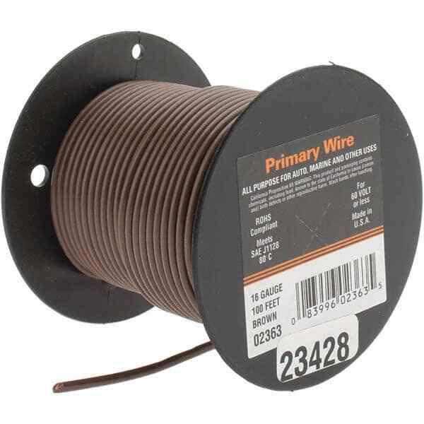 EastPenn 23428 16 AWG, 100′ OAL, Hook Up Wire Brown Vinyl Jacket