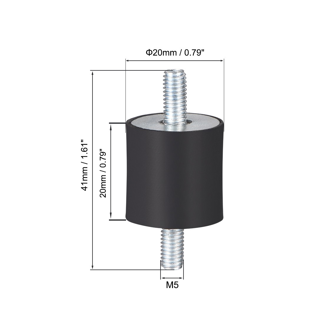 D20 x H20 Rubber Vibration Isolator Mounts Shock Absorber w M5 x11mm Studs 2pcs