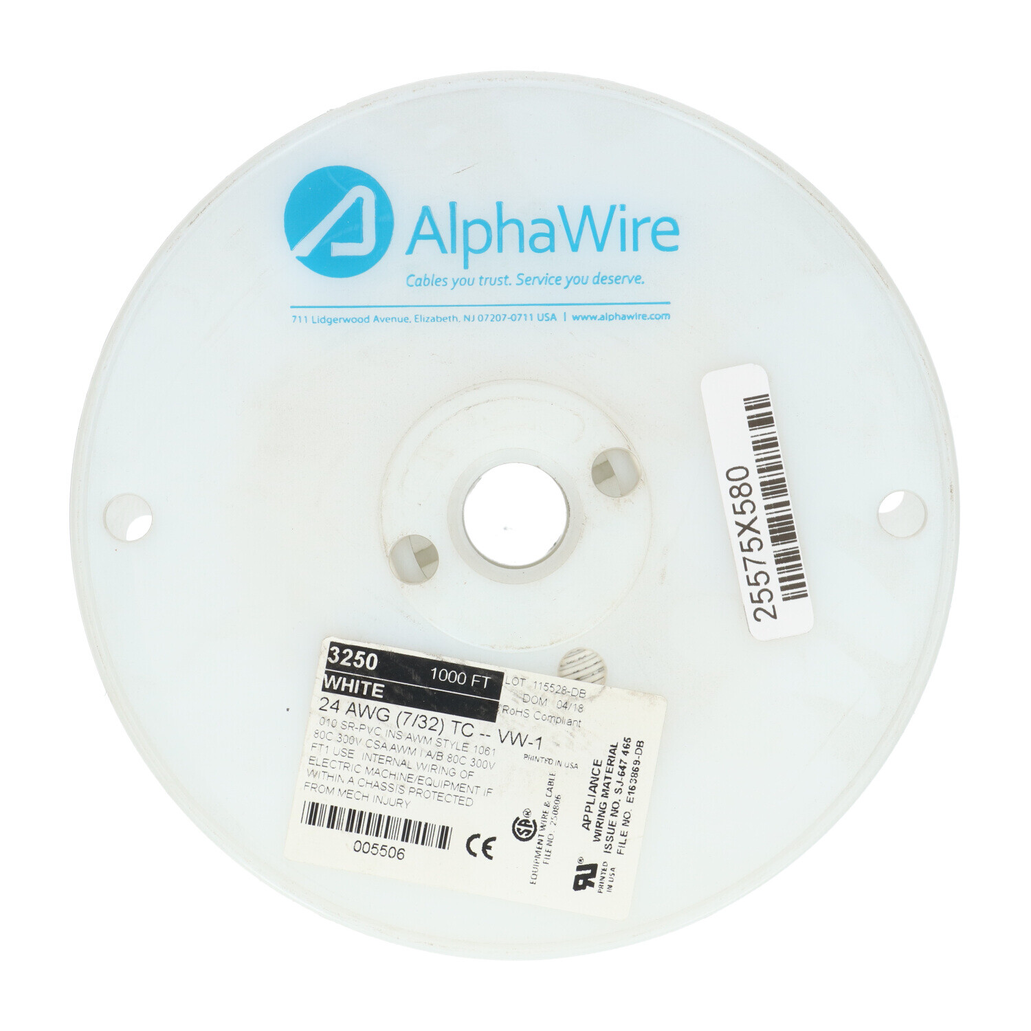 Alpha Wire 3250-WH 1000FT Hook-up wire New NFP Sealed