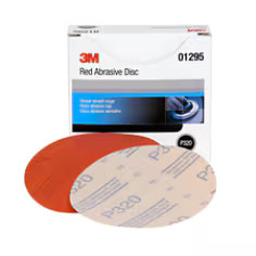 3M Hookit Red Abrasive Disc, 01295, 5 in, 320+ Grit No Hole, Pack of 50 for
