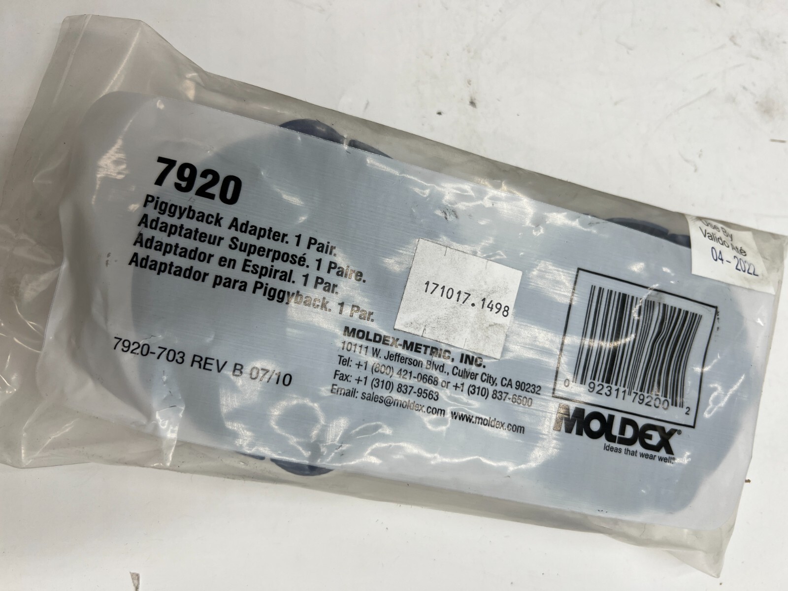 ( 4 packs of 2=8 ) ) Moldex 7920 Piggyback Adapter Filter Disk