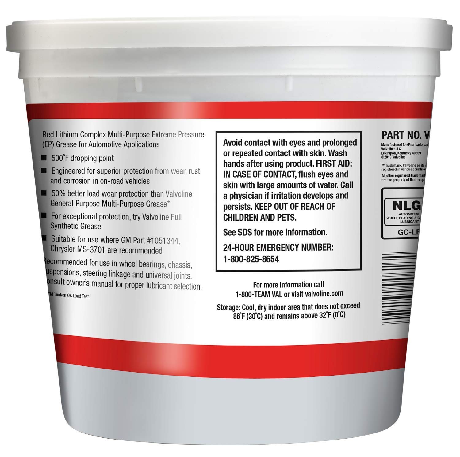 Valvoline Multi-Vehicle High Temperature Red Grease 4 4 LB Tub, Temp